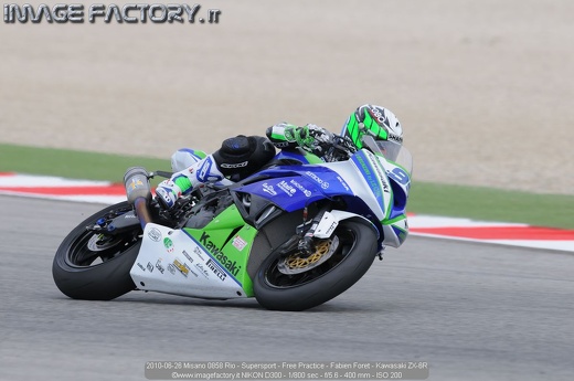 2010-06-26 Misano 0858 Rio - Supersport - Free Practice - Fabien Foret - Kawasaki ZX-6R